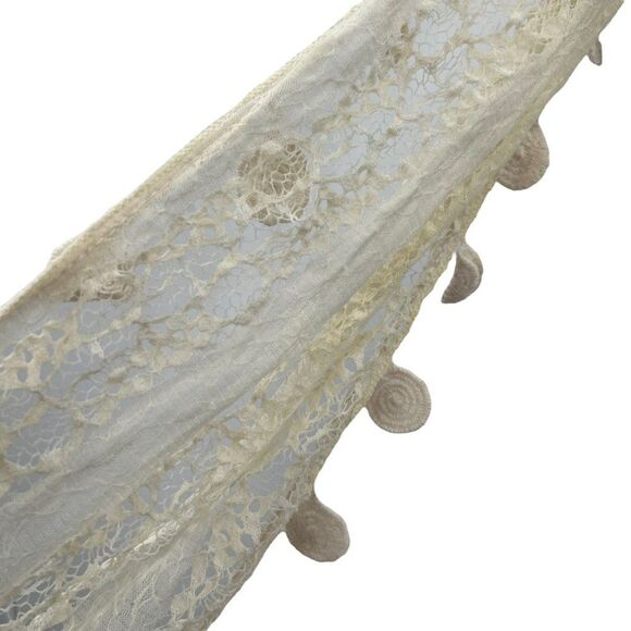 NWT Pier 1 Imports Scarf Nylon Blend Cream Dangle Doilies Boho Chic - Picture 8 of 16